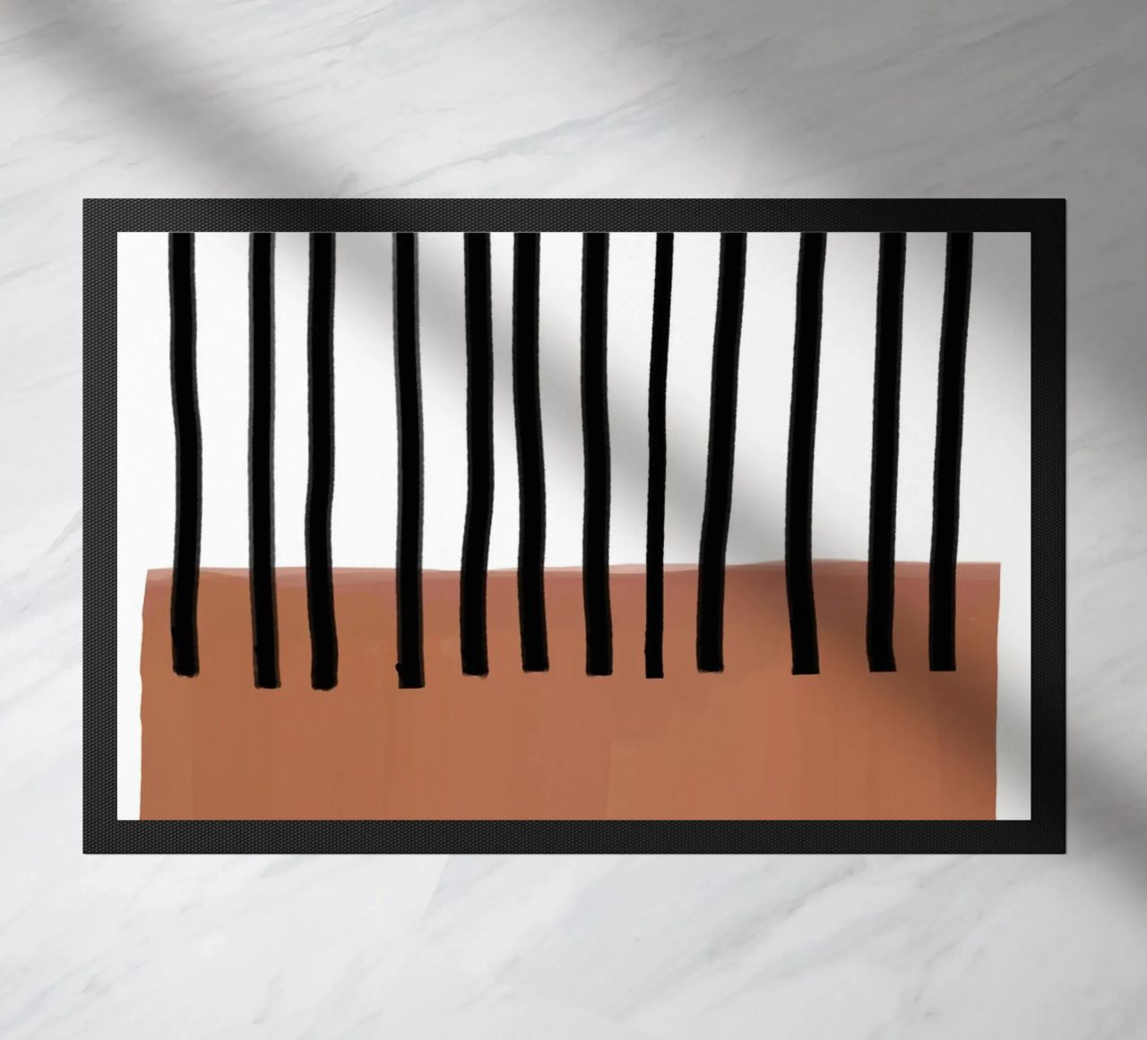 Linee verticali astratte e design rettangolare marrone zerbino da Melloi Art Print