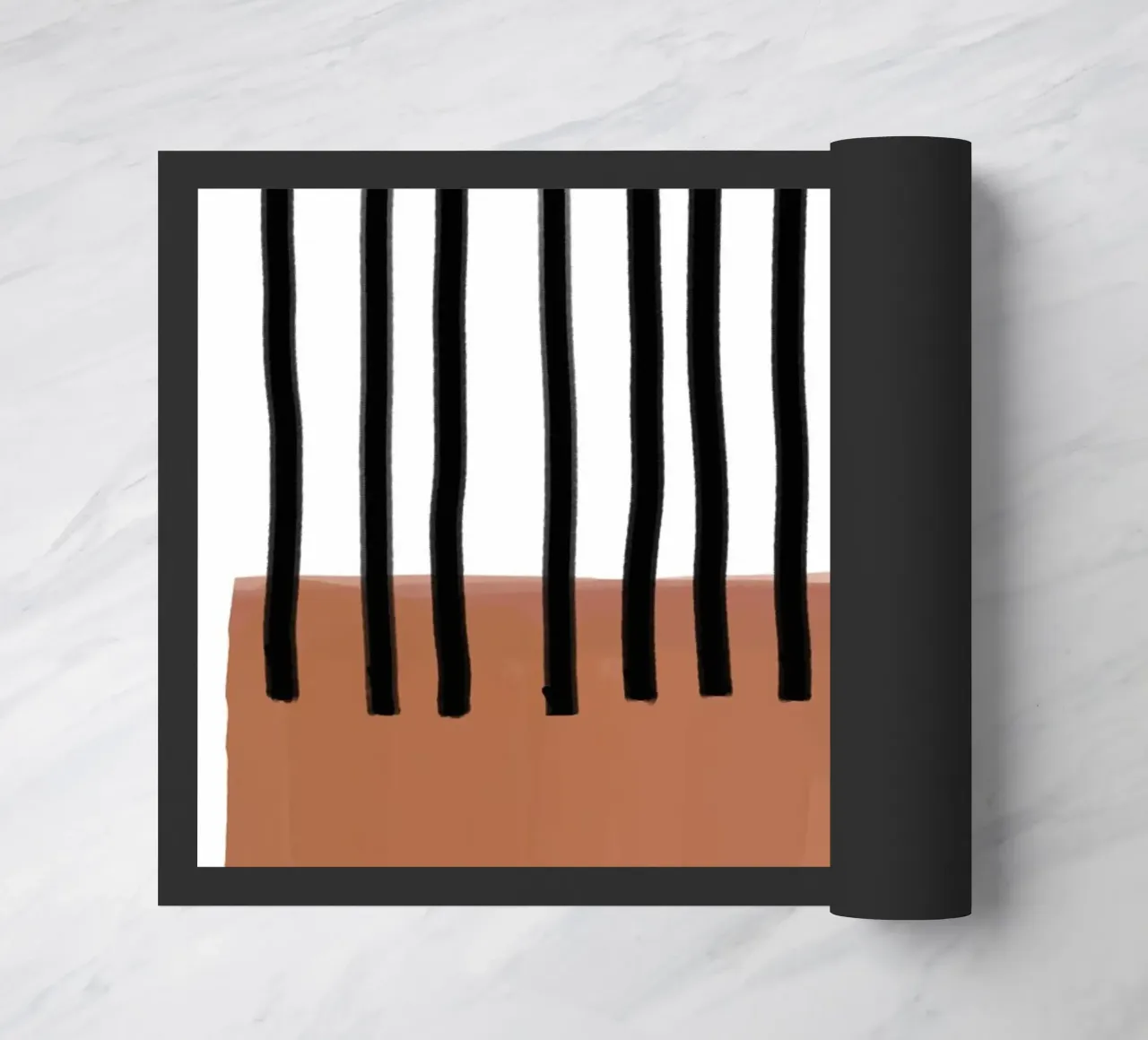 Linee verticali astratte e design rettangolare marrone zerbino da Melloi Art Print