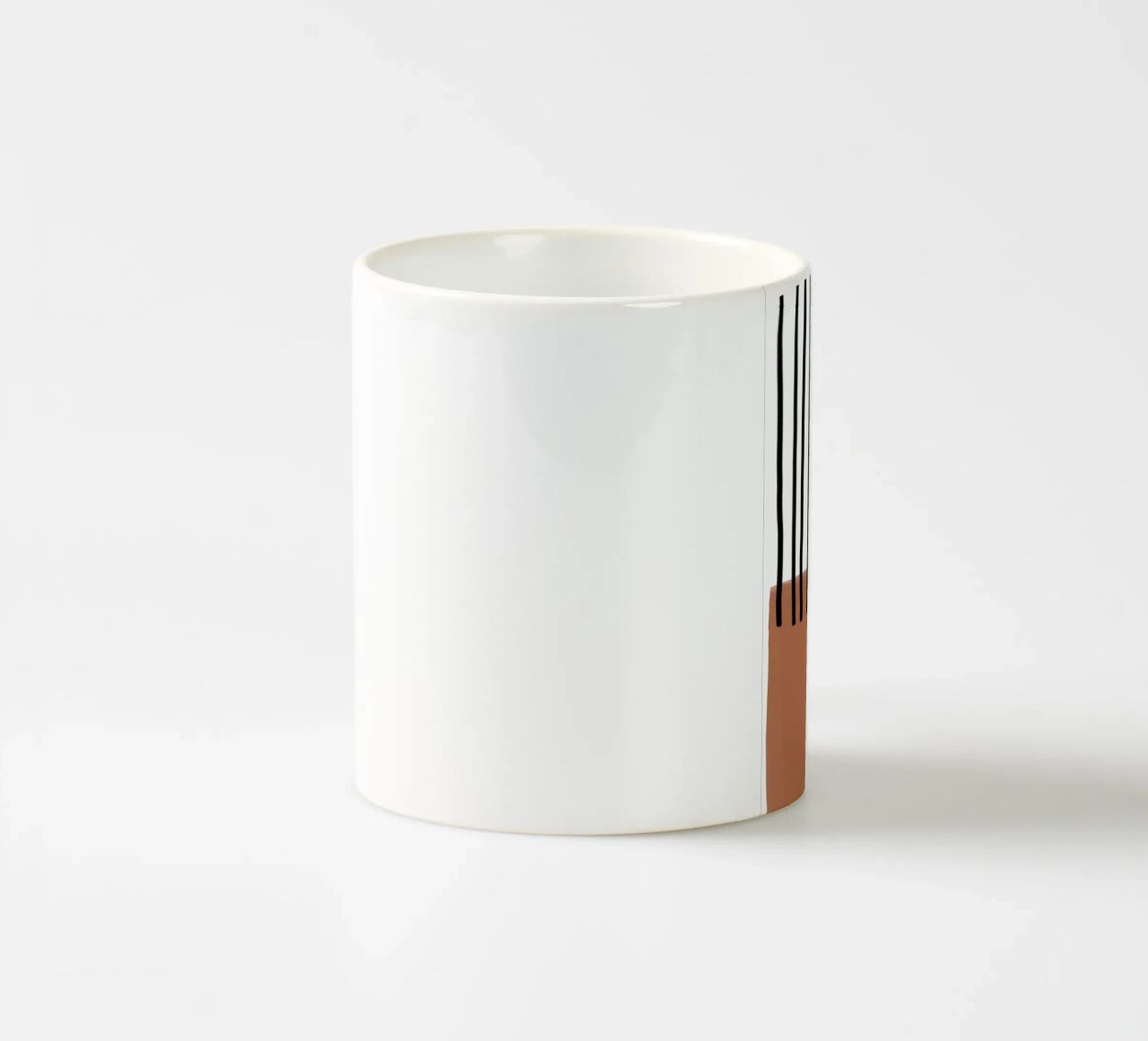 Linee verticali astratte e design rettangolare marrone tazza in ceramica da Melloi Art Print