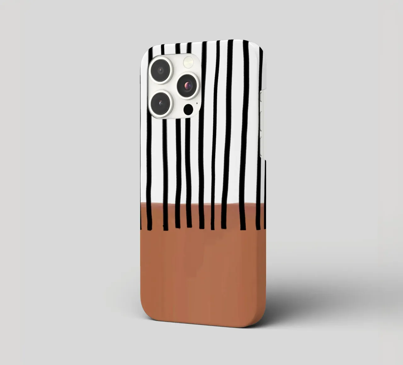 Abstract Vertical Lines and Brown Rectangular Design iphone case by Melloi Art Print