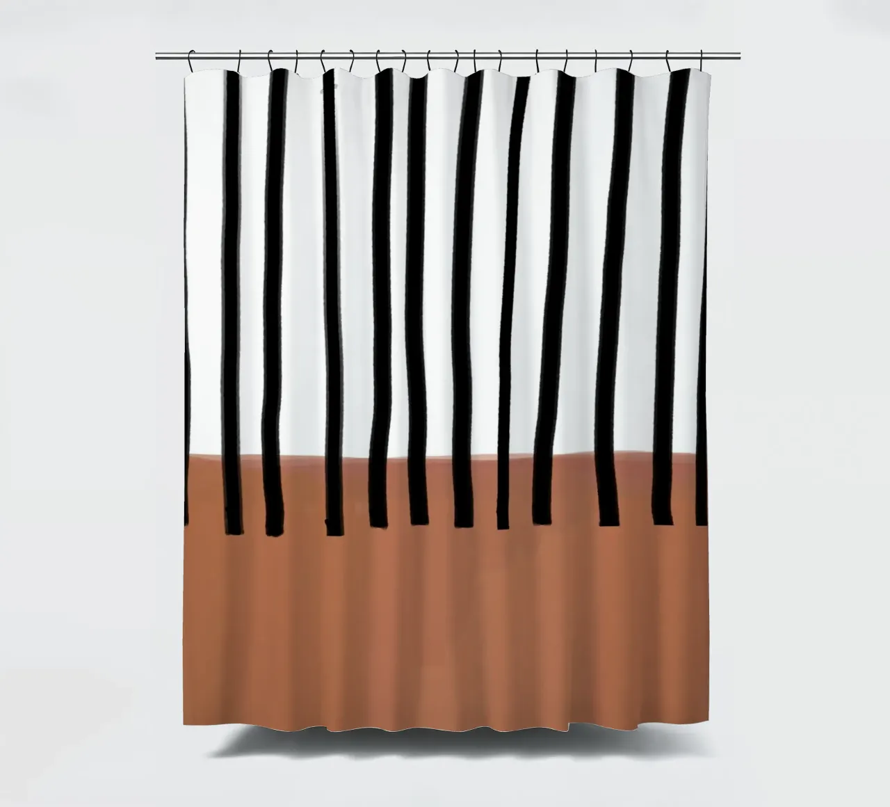 Abstract Vertical Lines and Brown Rectangular Design shower curtain by Melloi Art Print