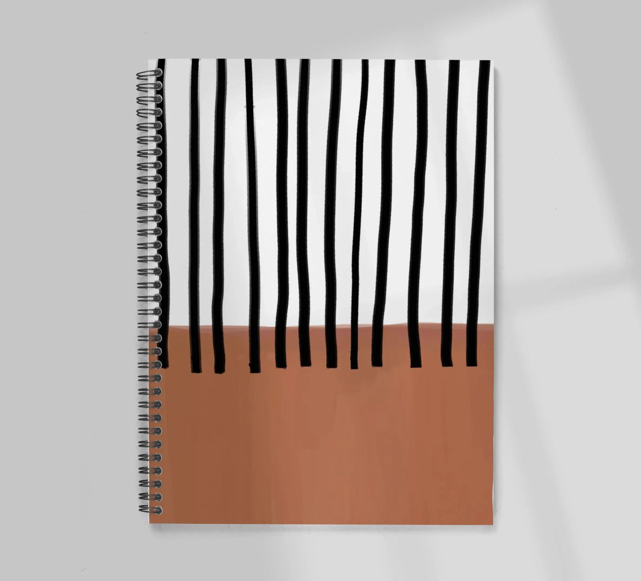 Abstract Vertical Lines and Brown Rectangular Design spiral notebook by Melloi Art Print