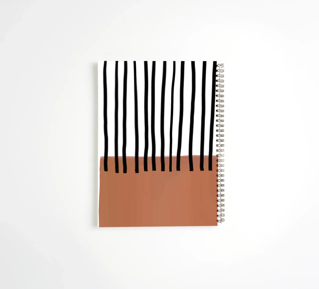 Abstract Vertical Lines and Brown Rectangular Design spiral notebook by Melloi Art Print