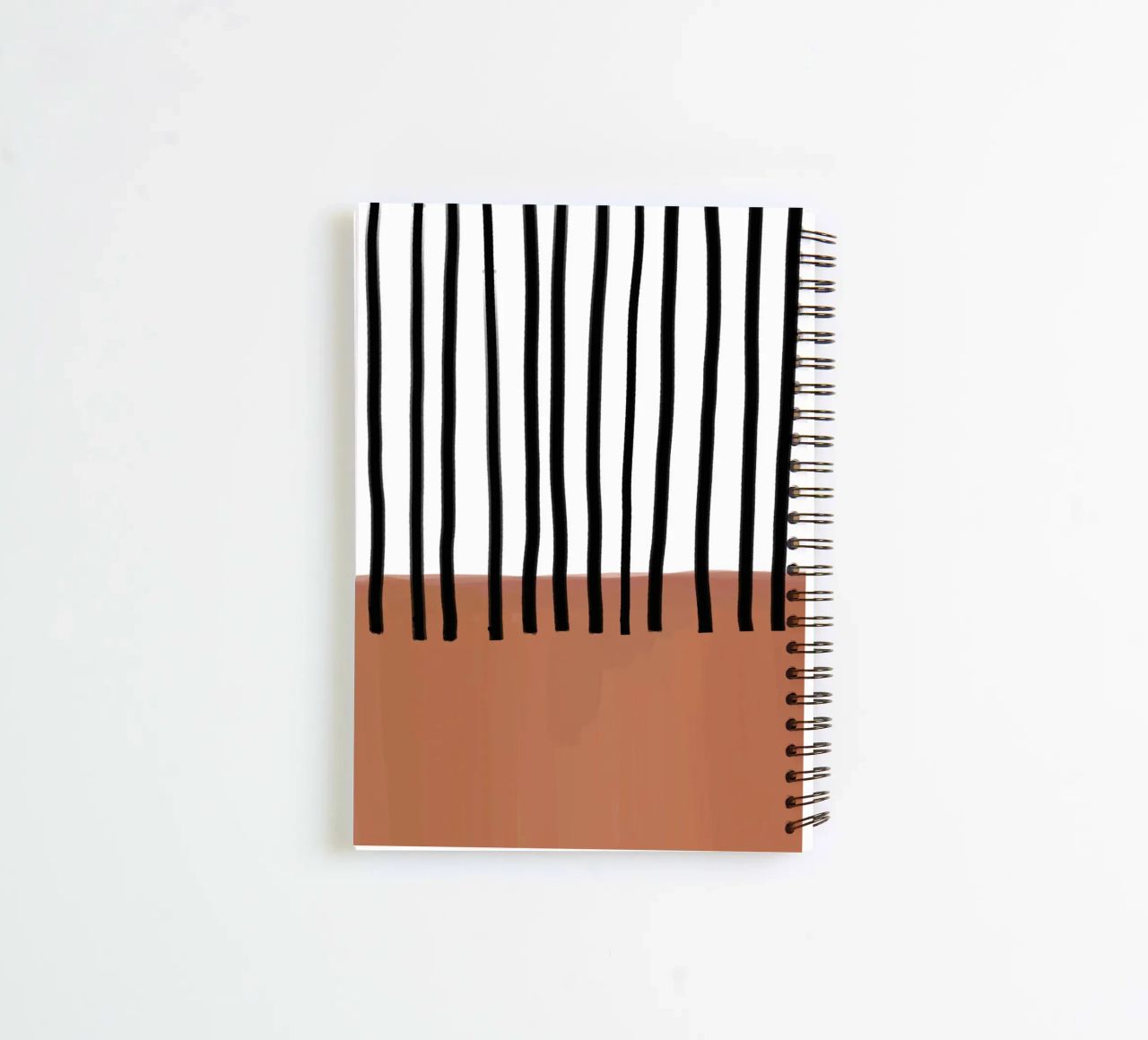 Abstract Vertical Lines and Brown Rectangular Design spiral notebook by Melloi Art Print