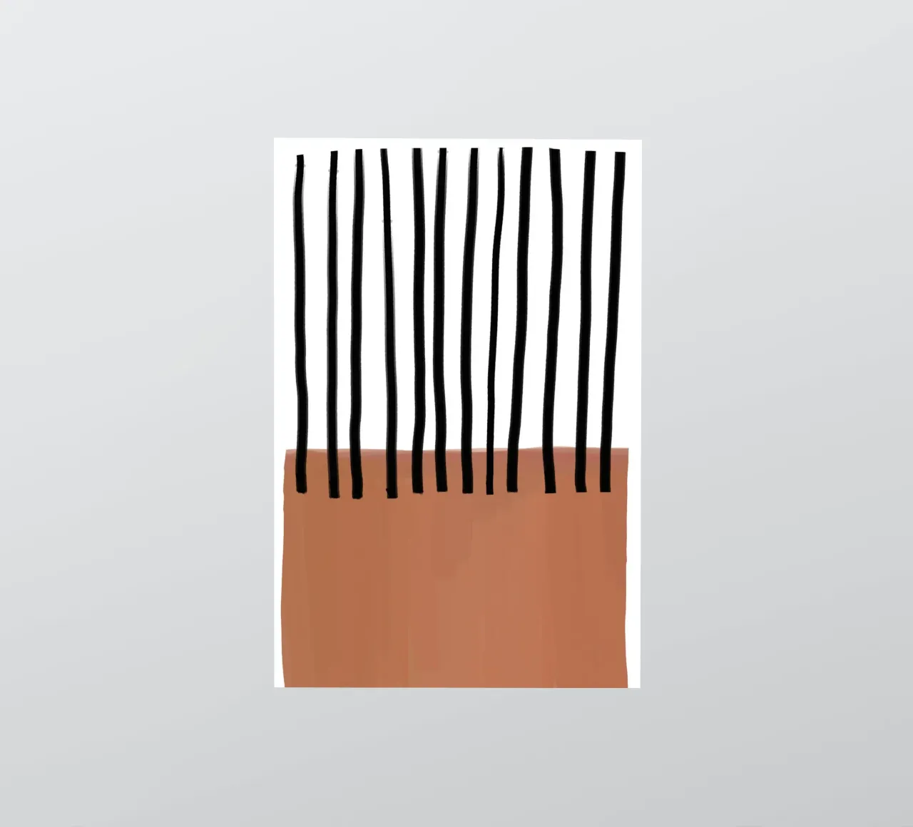 Abstract Vertical Lines and Brown Rectangular Design sticker by Melloi Art Print