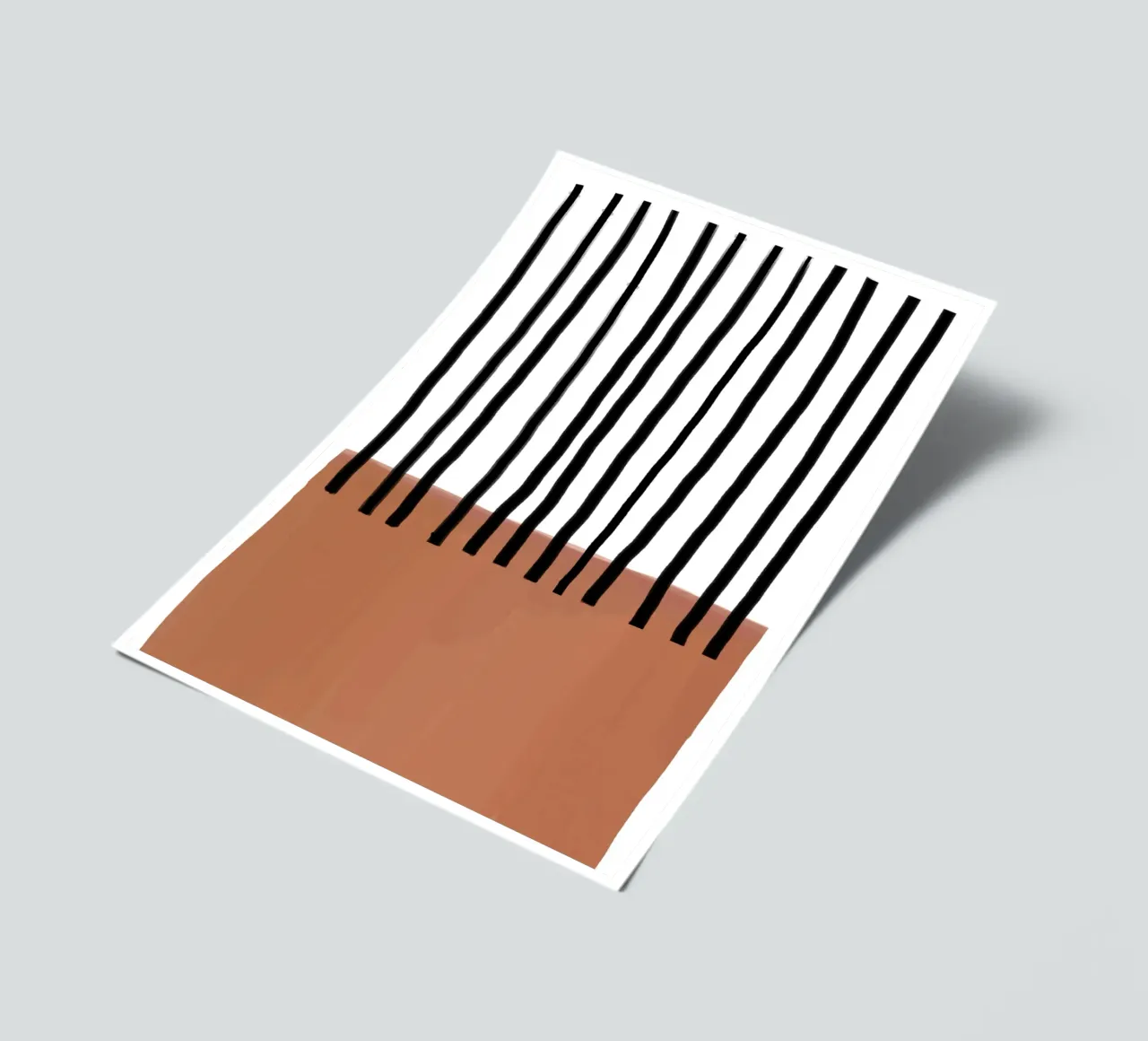 Abstract Vertical Lines and Brown Rectangular Design sticker sheet by Melloi Art Print