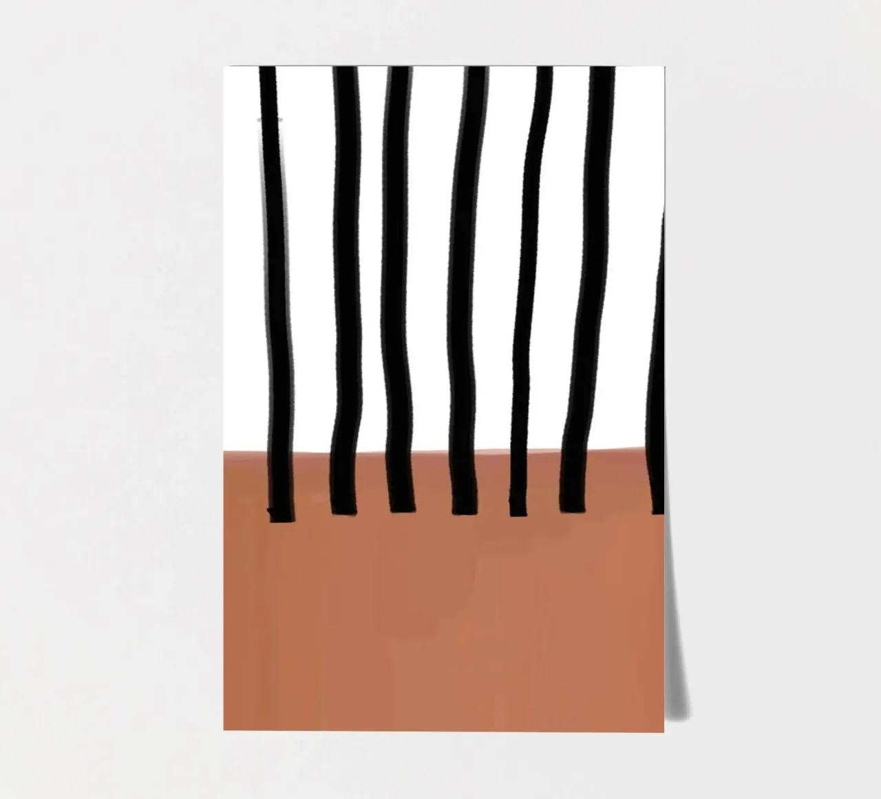 Abstract Vertical Lines and Brown Rectangular Design sticker sheet by Melloi Art Print