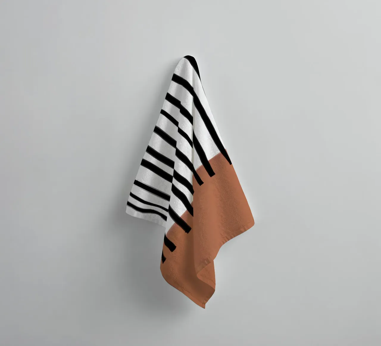 Abstract Vertical Lines and Brown Rectangular Design towel by Melloi Art Print