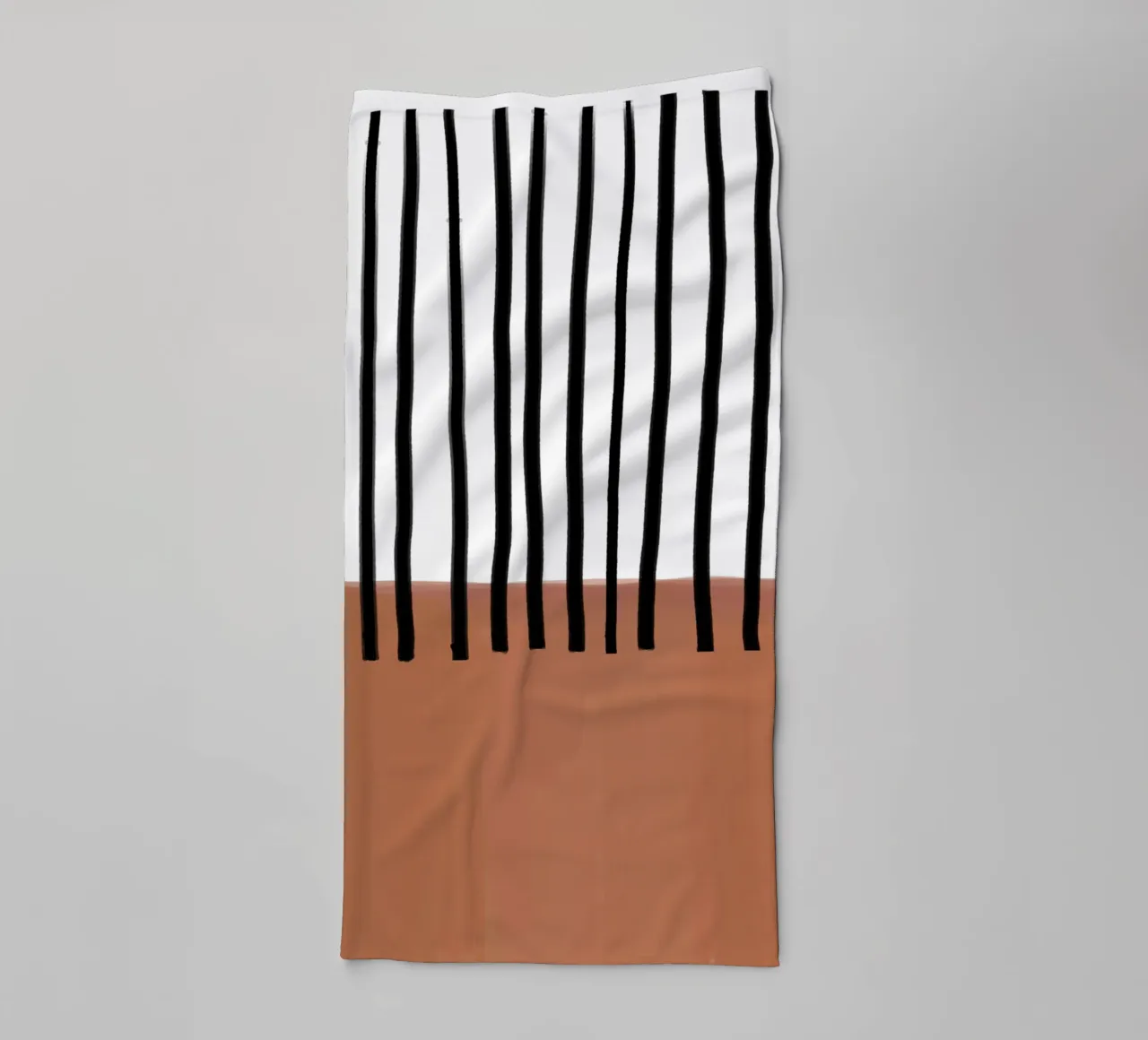 Abstract Vertical Lines and Brown Rectangular Design towel by Melloi Art Print