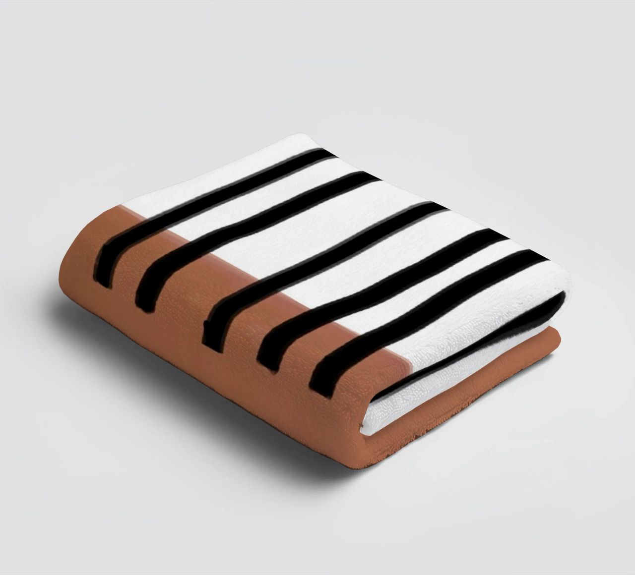 Linee verticali astratte e design rettangolare marrone asciugamano da bagno da Melloi Art Print