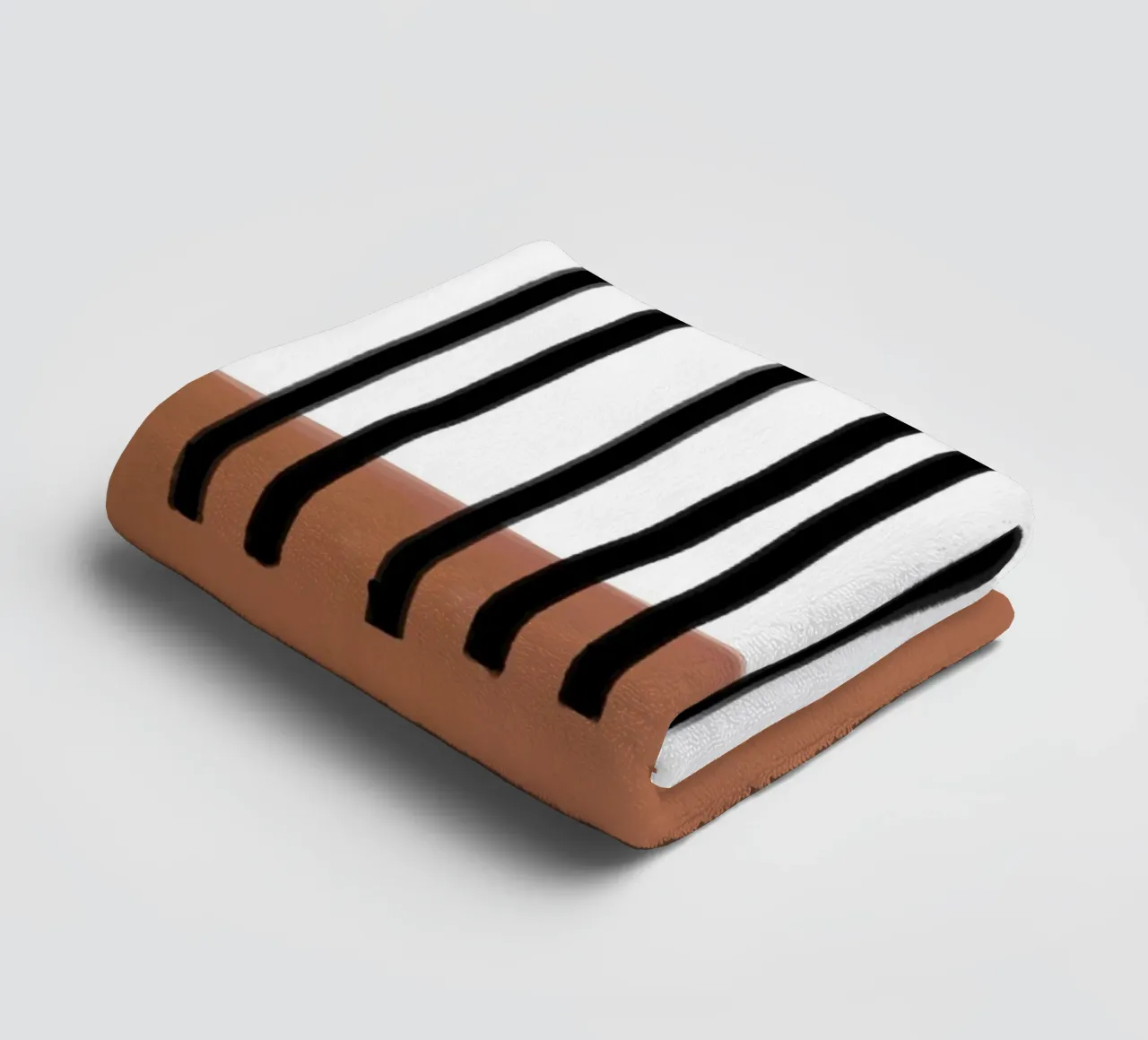 Abstract Vertical Lines and Brown Rectangular Design towel by Melloi Art Print