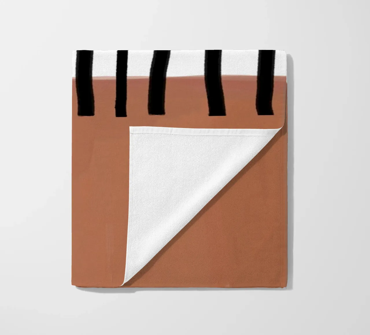 Linee verticali astratte e design rettangolare marrone telo mare da Melloi Art Print