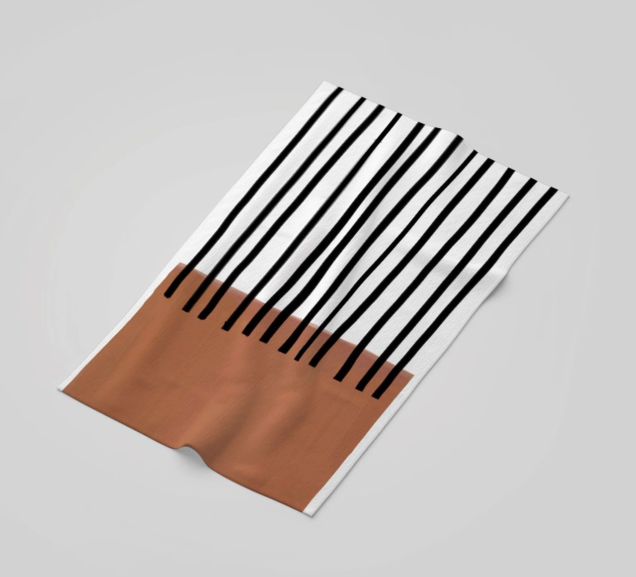 Linee verticali astratte e design rettangolare marrone telo mare da Melloi Art Print
