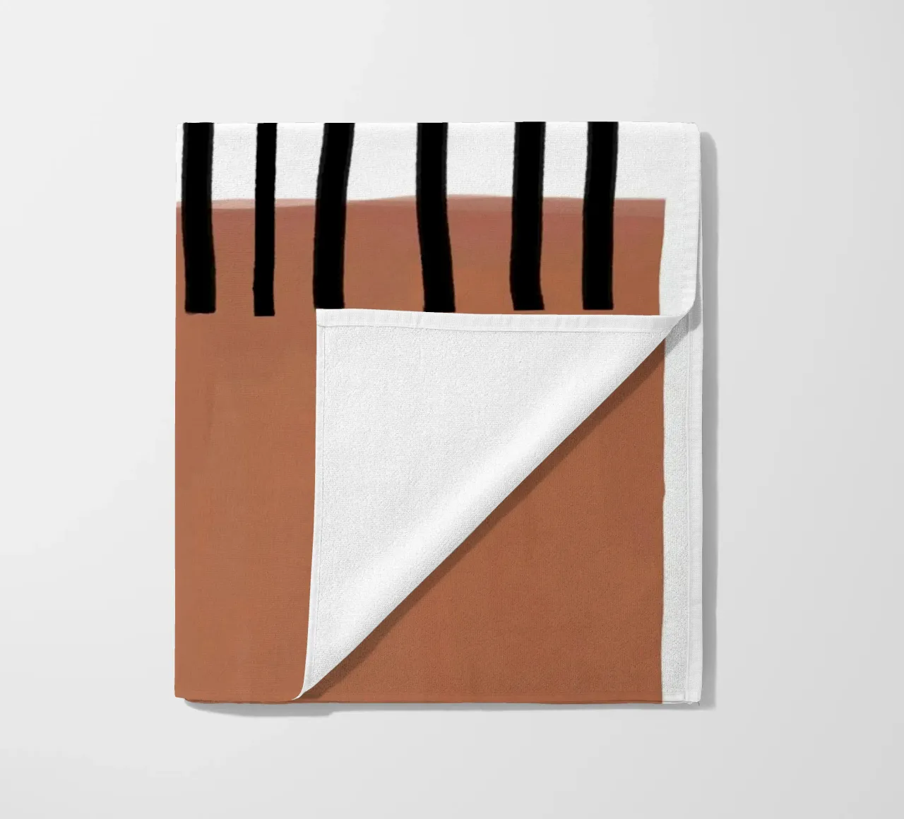 Lignes verticales abstraites et design rectangulaire marron serviette de plage de Melloi Art Print