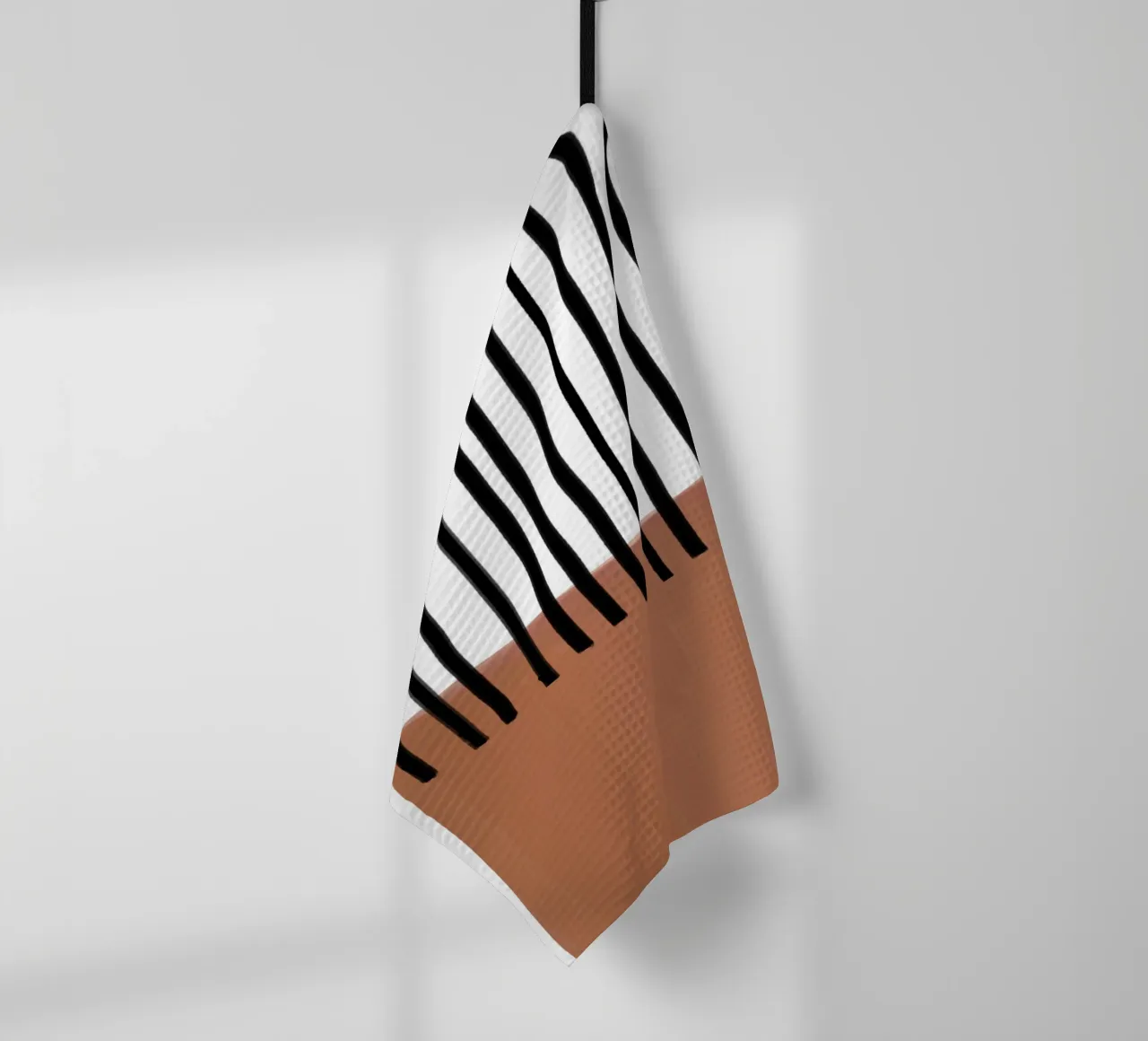 Abstract Vertical Lines and Brown Rectangular Design tea towel by Melloi Art Print