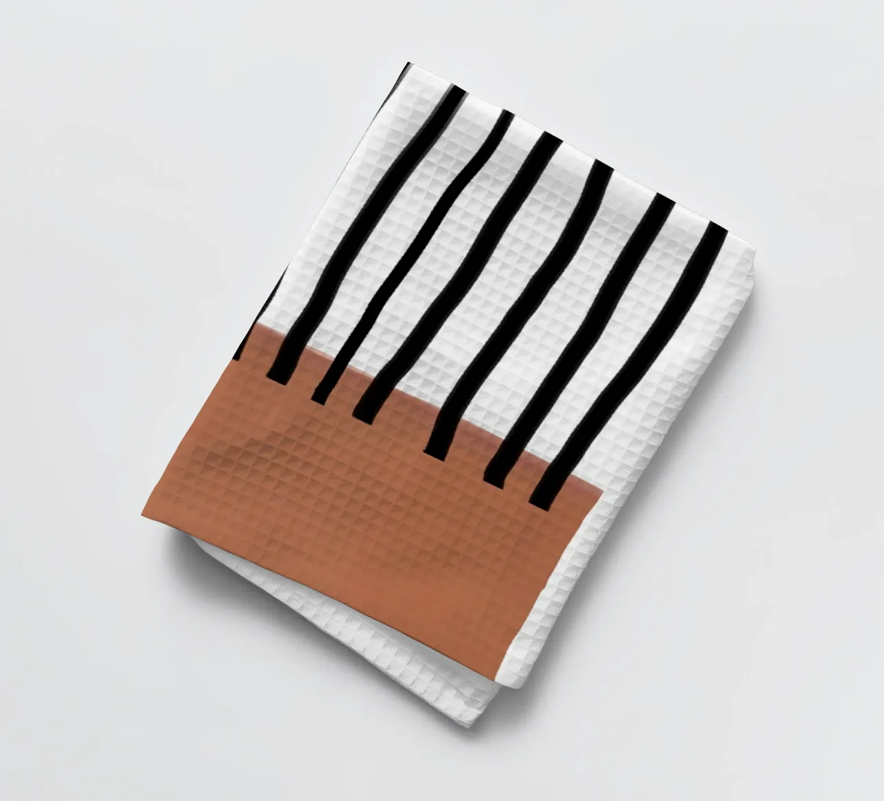 Abstract Vertical Lines and Brown Rectangular Design tea towel by Melloi Art Print