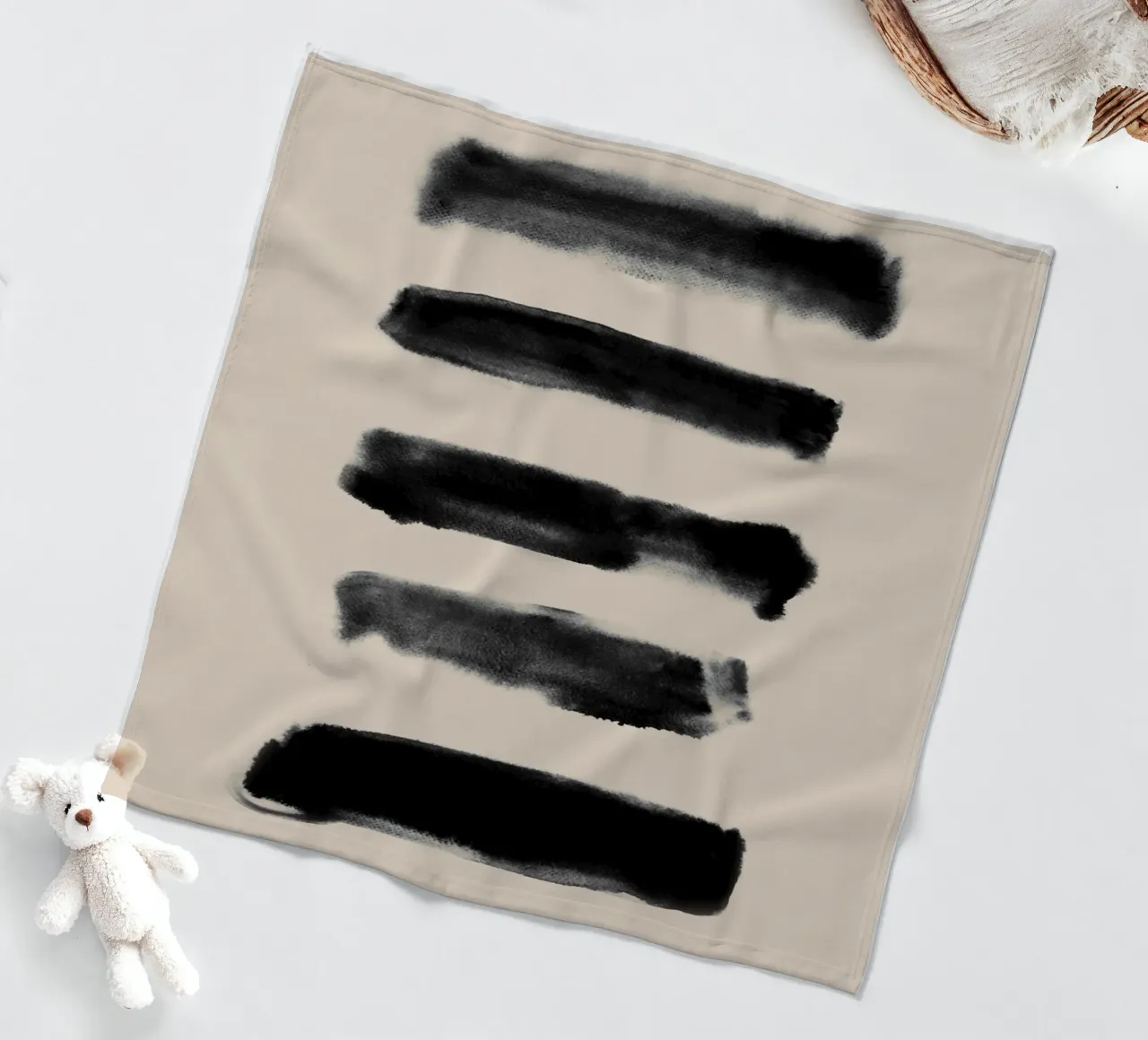 Horizontal Abstract Brush Strokes fleece blanket by Melloi Art Print
