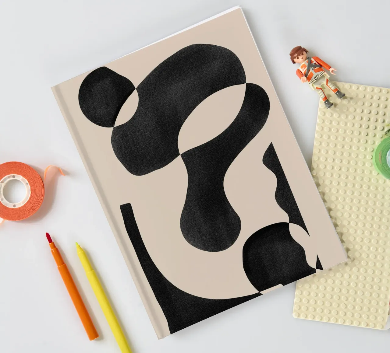 Abstract Organic Shape on Beige Background notebook by Melloi Art Print