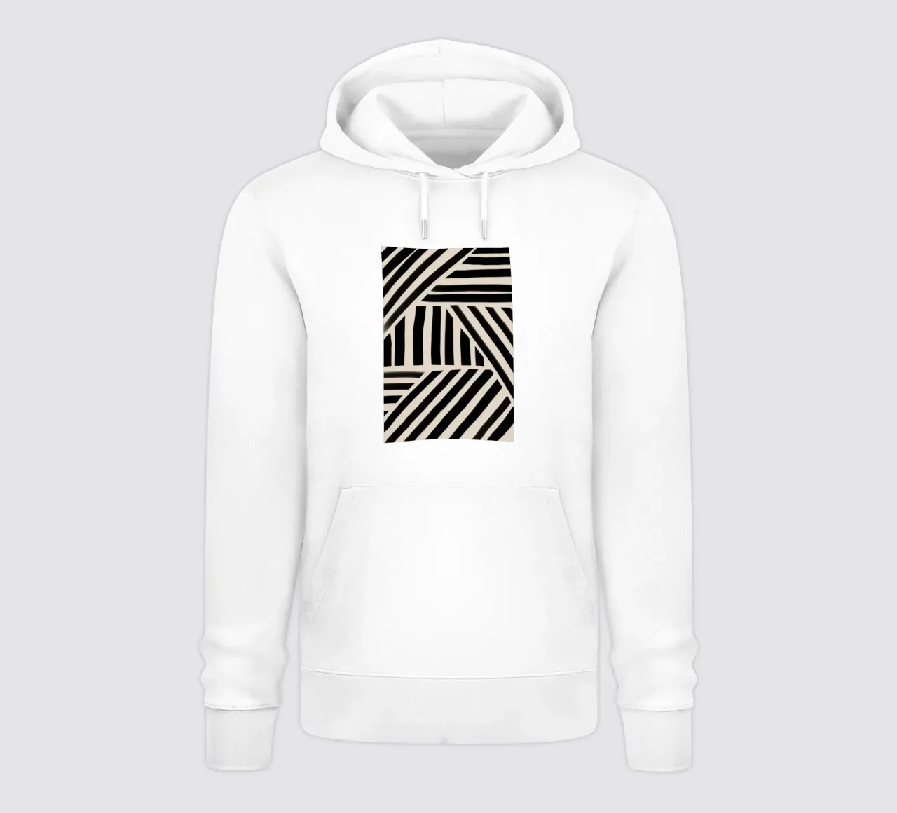 Motivo geometrico a righe bianche e nere felpa con cappuccio da Melloi Art Print