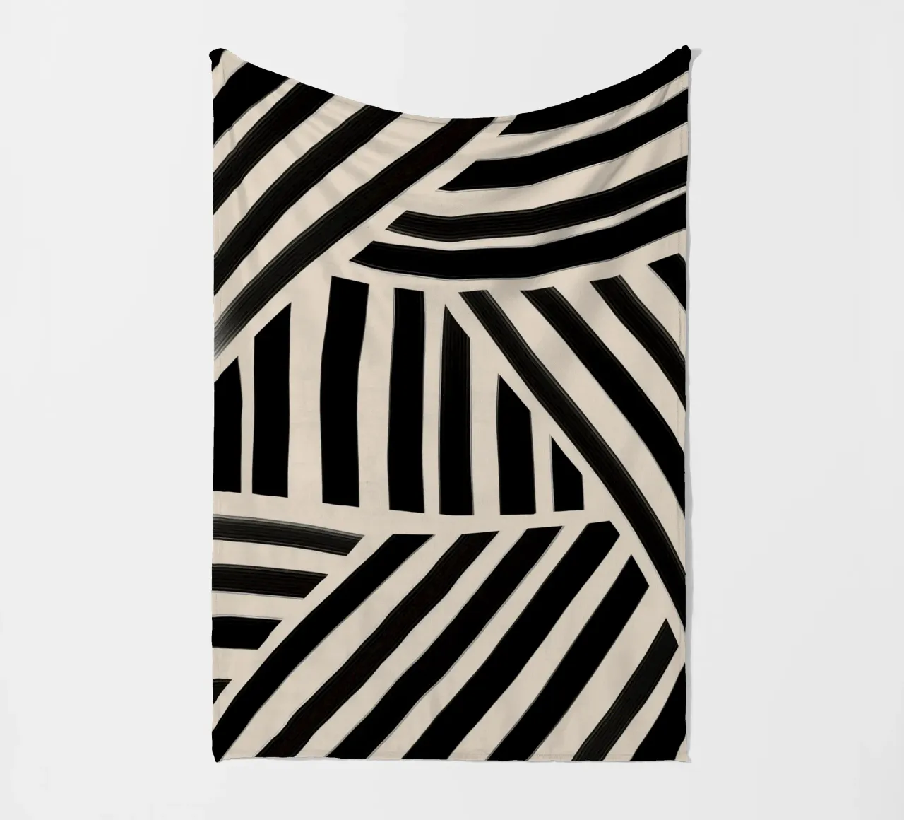 Motivo geometrico a righe bianche e nere coperta in pile da Melloi Art Print