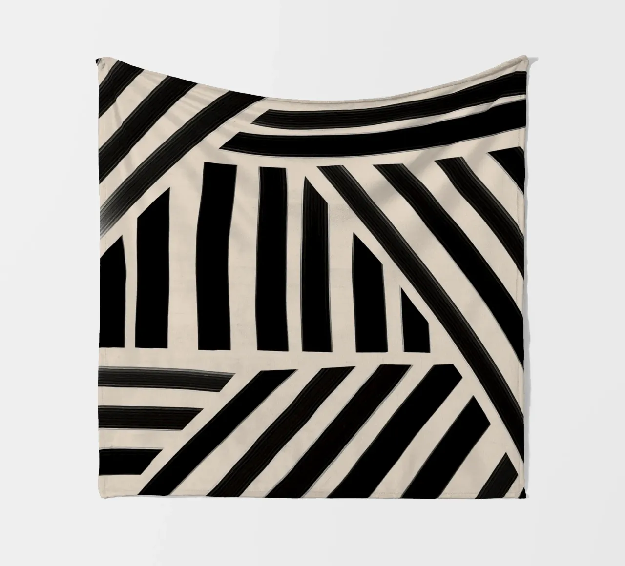 Motivo geometrico a righe bianche e nere coperta in pile da Melloi Art Print
