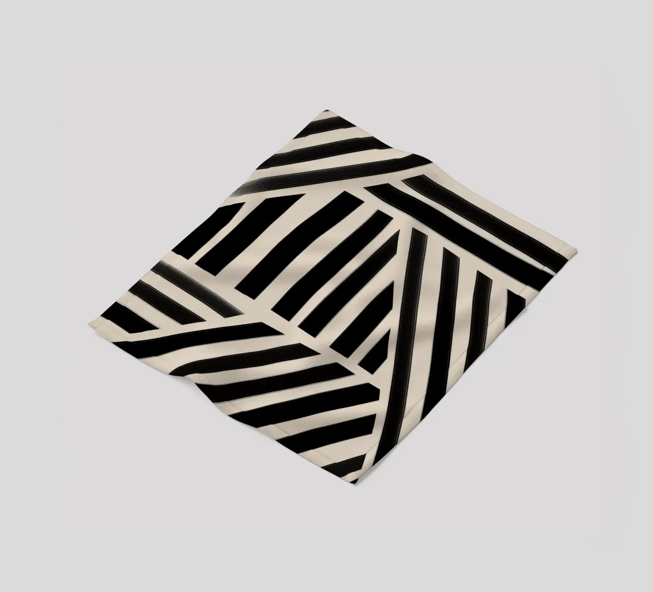 Motivo geometrico a righe bianche e nere coperta in pile da Melloi Art Print