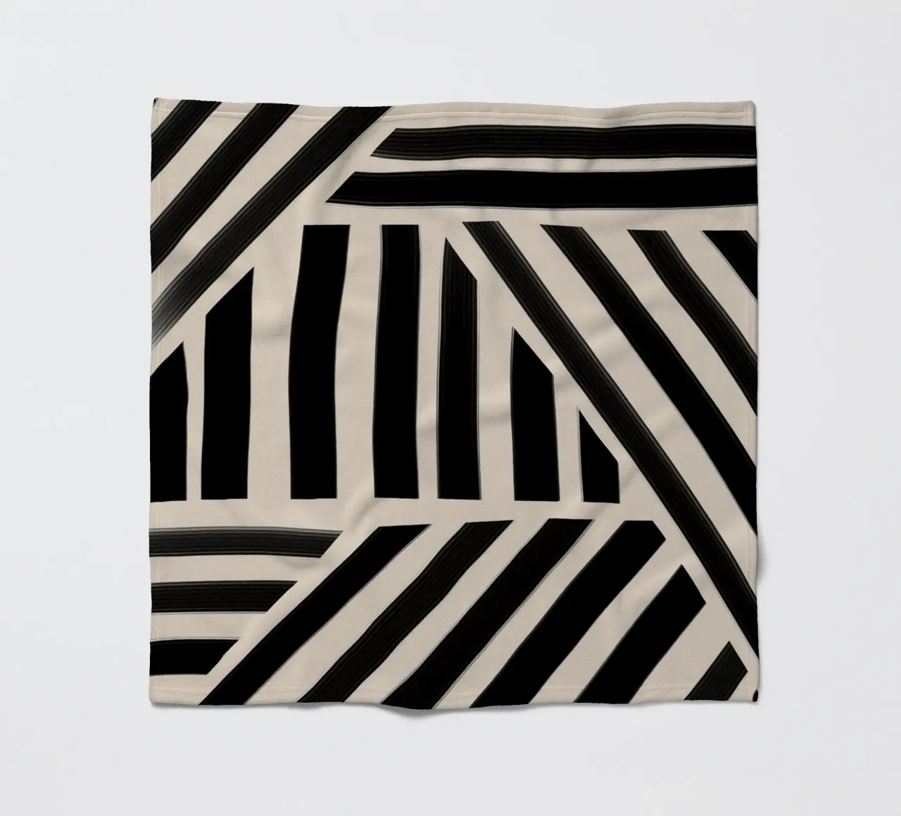 Motivo geometrico a righe bianche e nere coperta in pile da Melloi Art Print