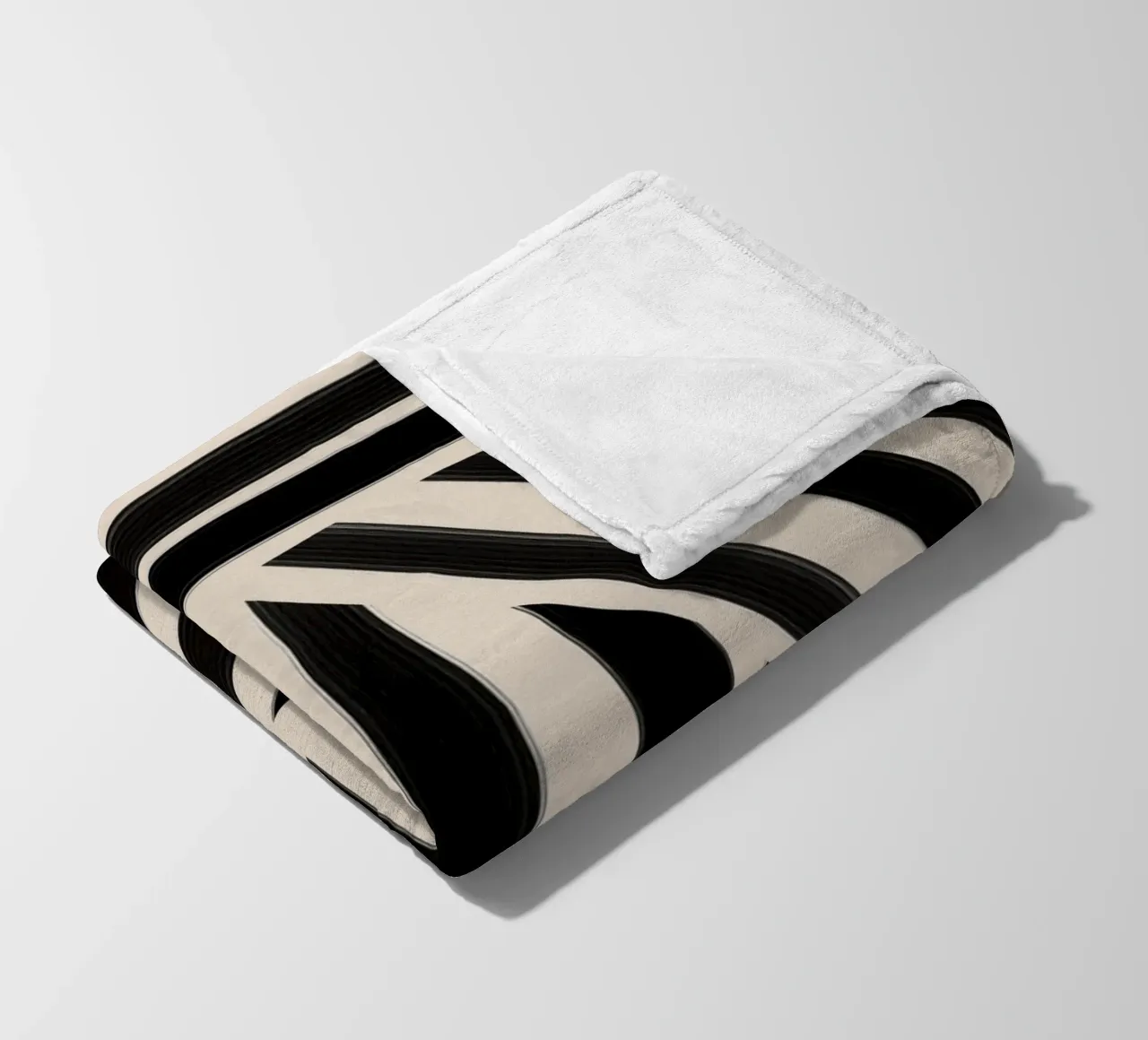 Motivo geometrico a righe bianche e nere coperta in pile da Melloi Art Print