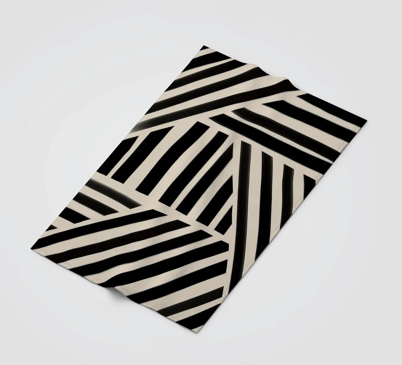 Motivo geometrico a righe bianche e nere coperta in pile da Melloi Art Print