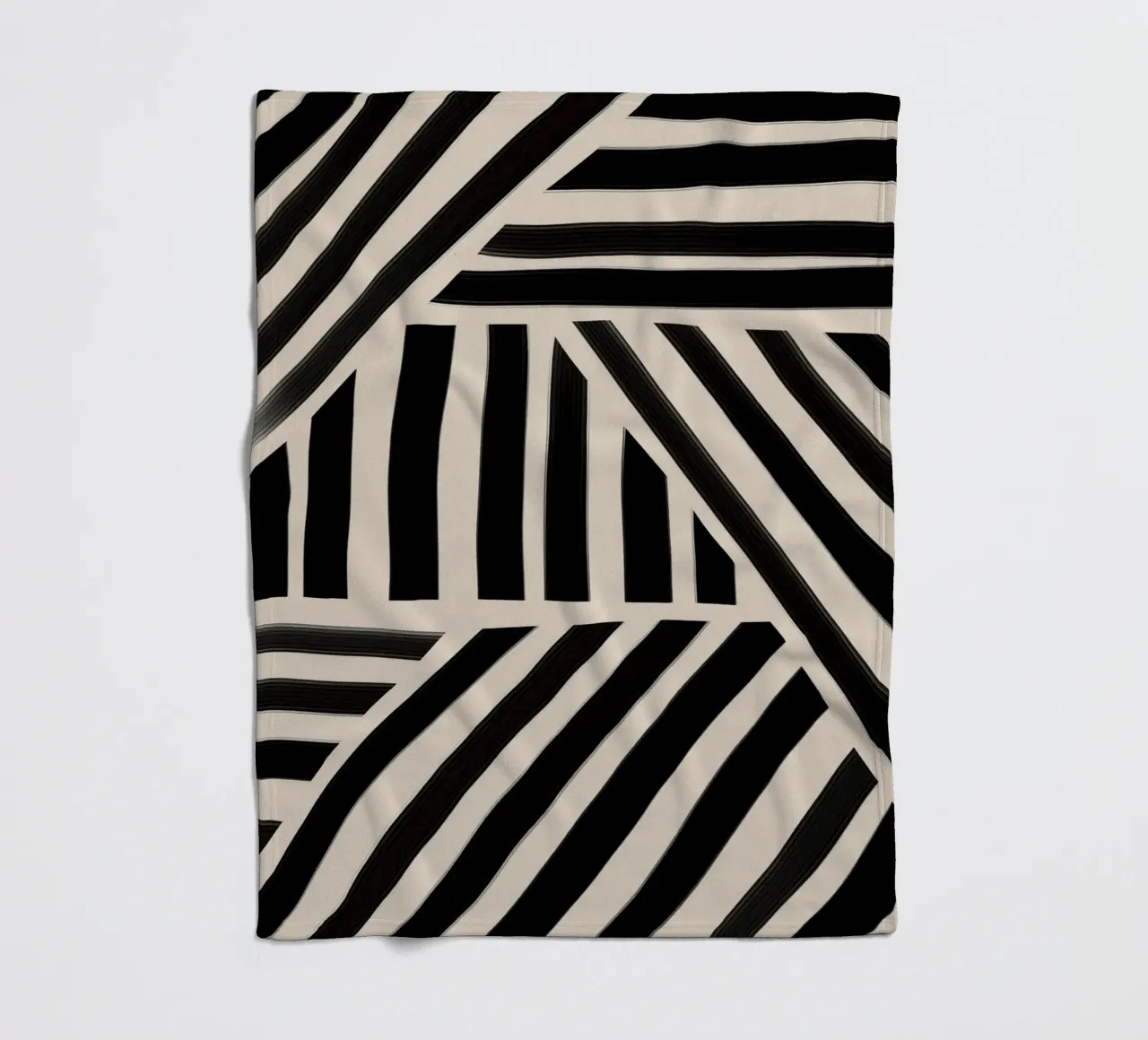 Motivo geometrico a righe bianche e nere coperta in pile da Melloi Art Print