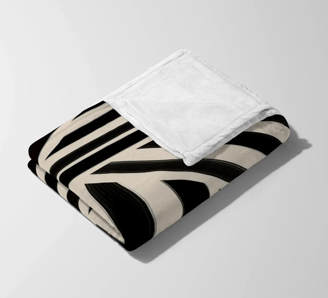 Motivo geometrico a righe bianche e nere coperta in pile da Melloi Art Print
