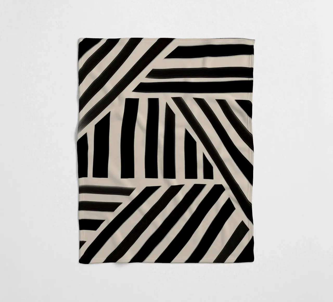 Motivo geometrico a righe bianche e nere coperta in pile da Melloi Art Print