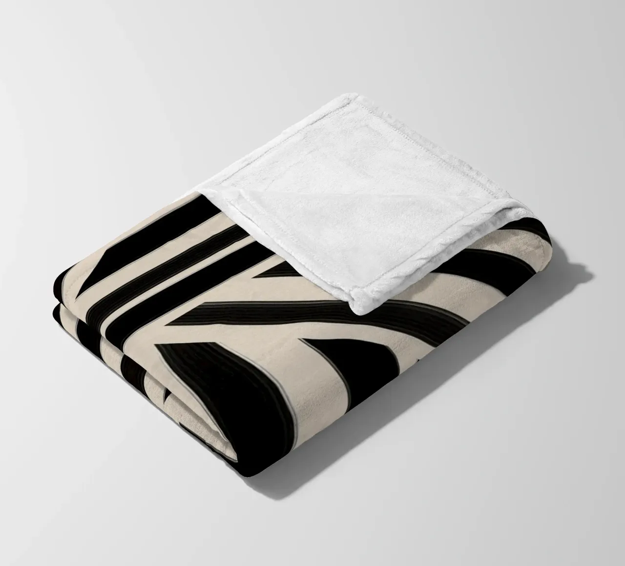 Motivo geometrico a righe bianche e nere coperta in pile da Melloi Art Print