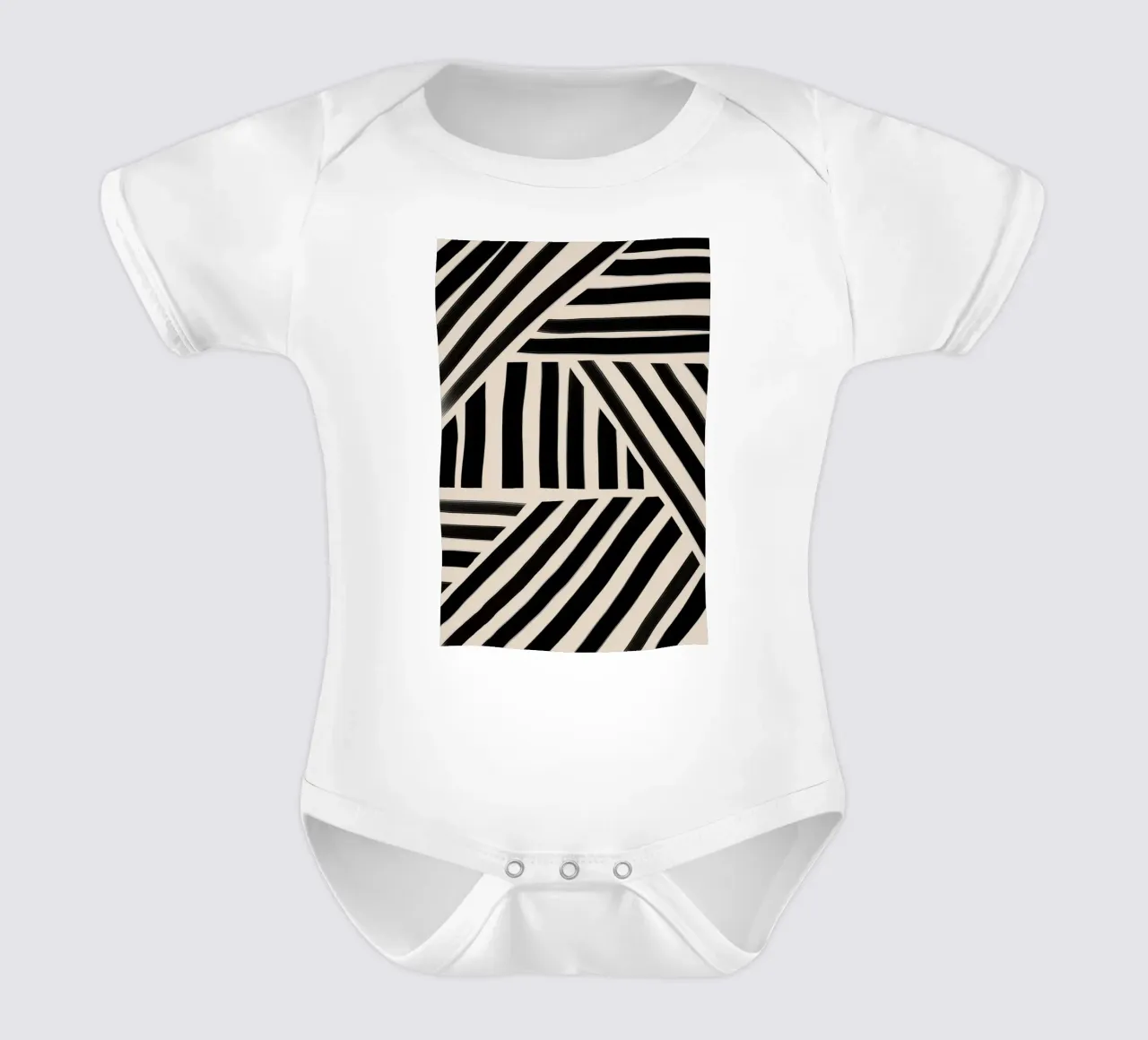 Motivo geometrico a righe bianche e nere body neonato maniche corte da Melloi Art Print
