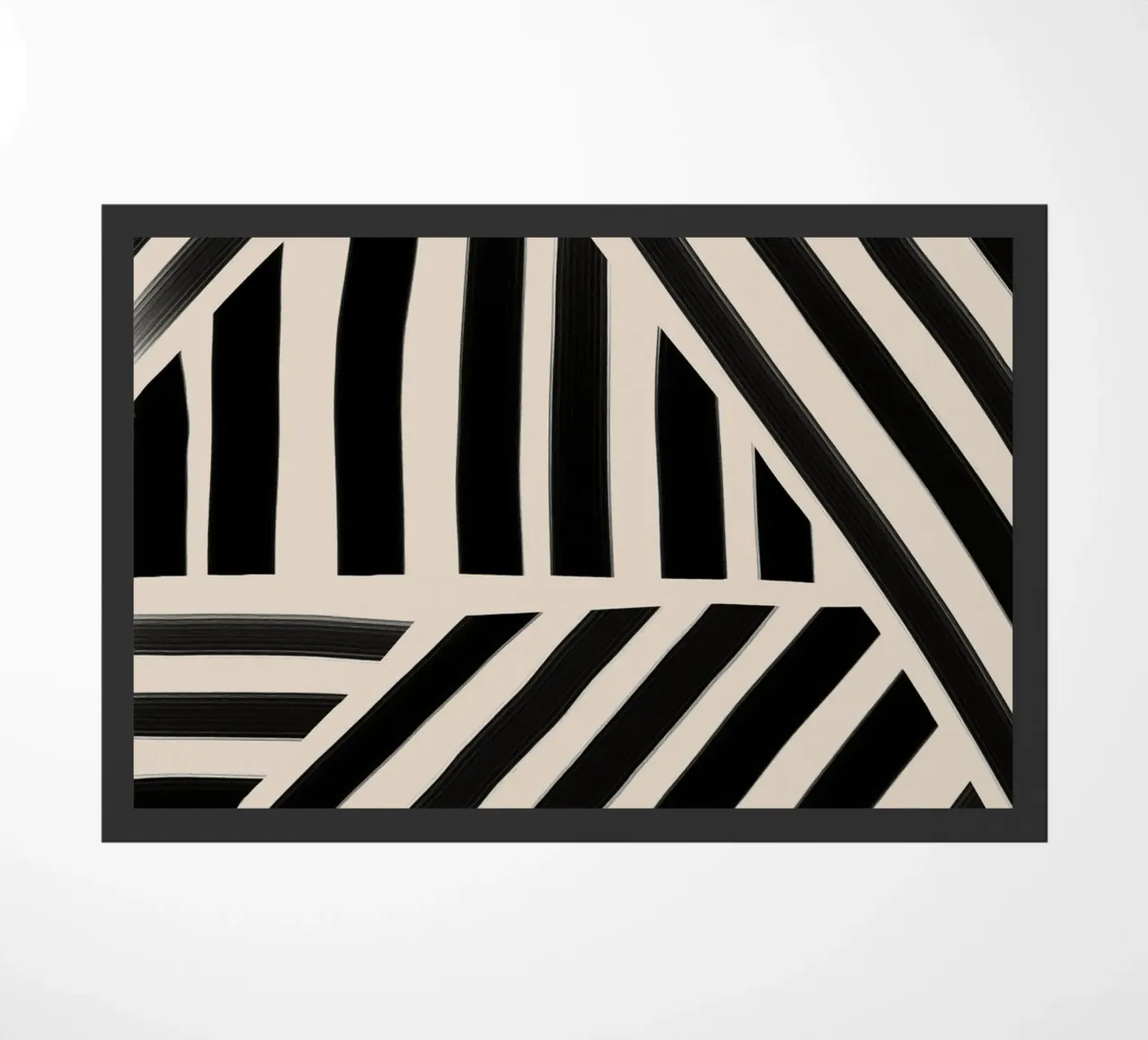 Motivo geometrico a righe bianche e nere zerbino da Melloi Art Print