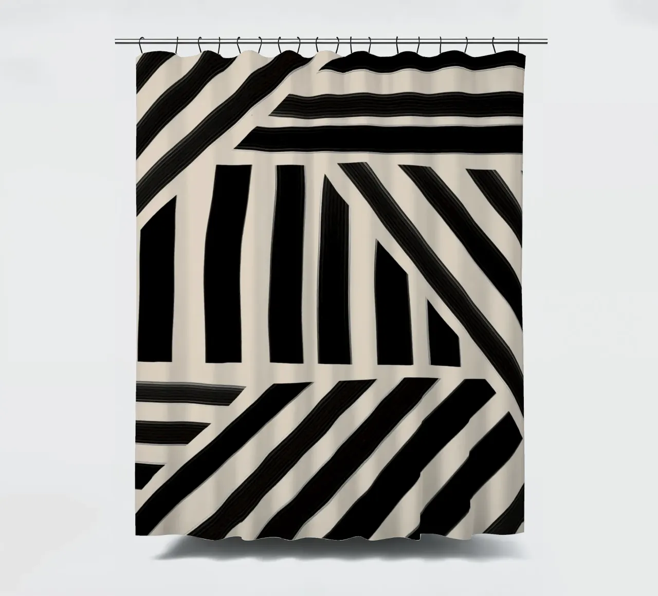 Geometrisches schwarz-weiß gestreiftes Muster Duschvorhang von Melloi Art Print