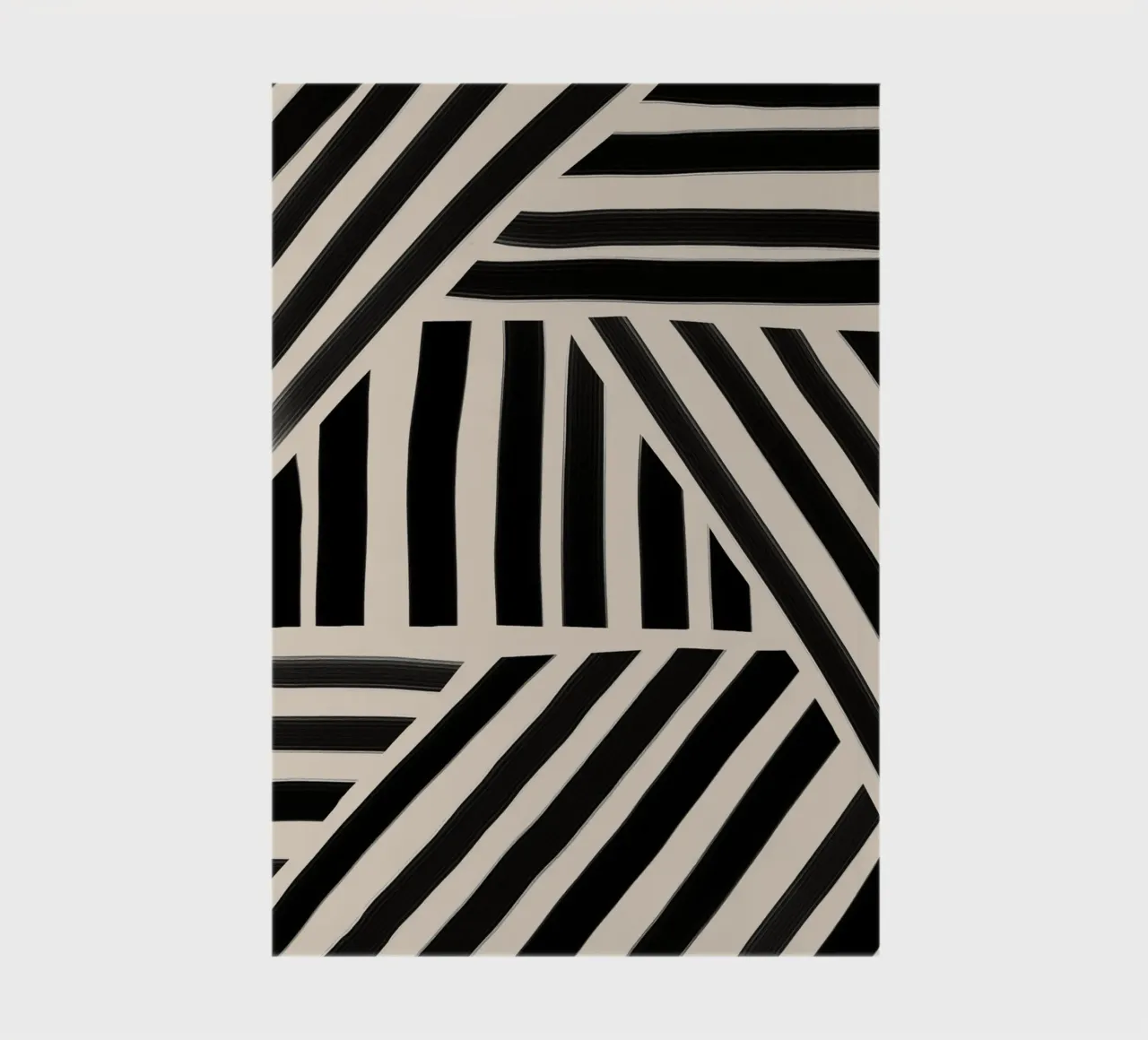 Geometric Black and White Striped Pattern notebook by Melloi Art Print