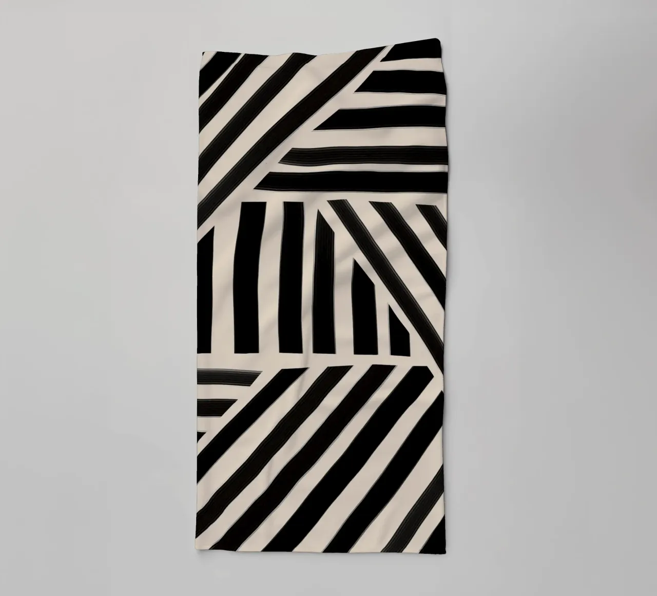 Motivo geometrico a righe bianche e nere asciugamano da bagno da Melloi Art Print