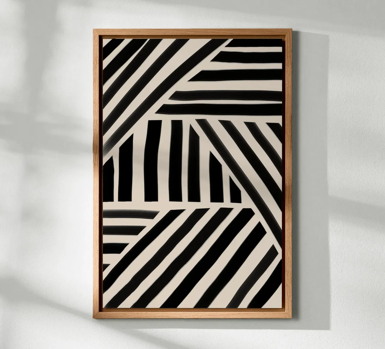 Geometric Black and White Striped Pattern canvas by Melloi Art Print