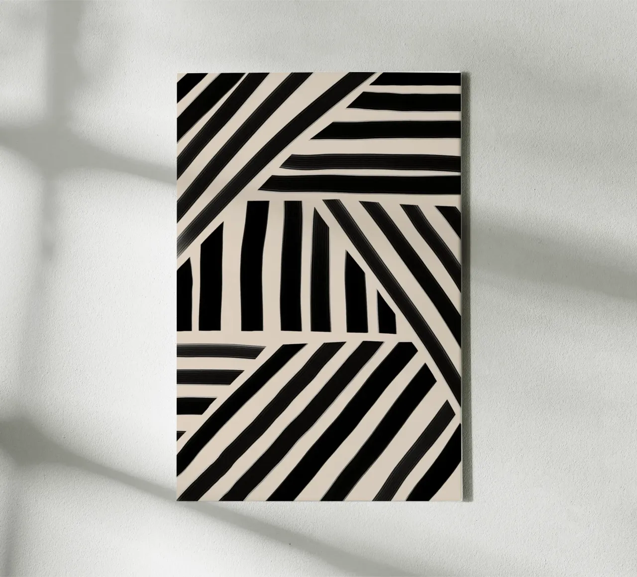 Geometric Black and White Striped Pattern canvas by Melloi Art Print