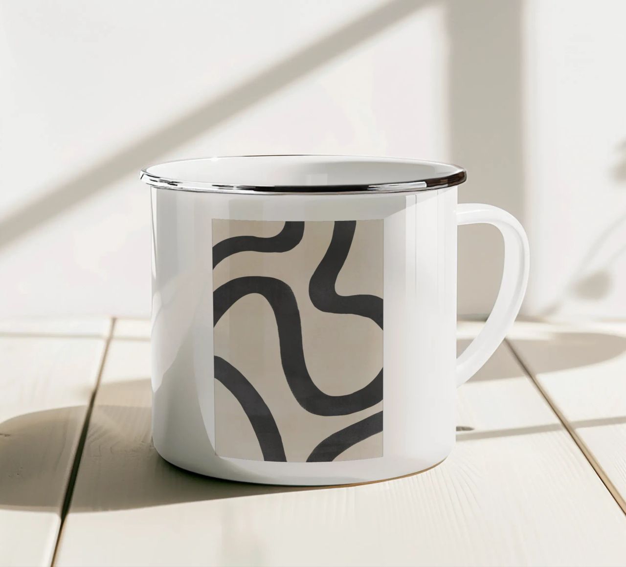 Linee organiche scorrevoli tazza in smalto da Melloi Art Print