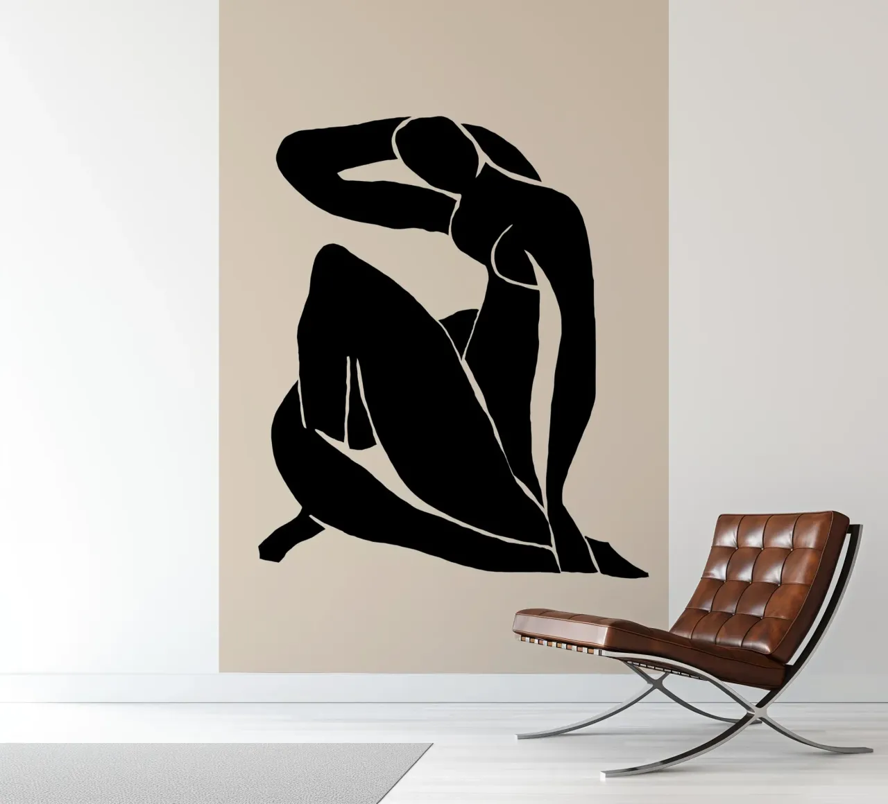 Frau Silhouette in entspannter Pose Fototapete von Melloi Art Print