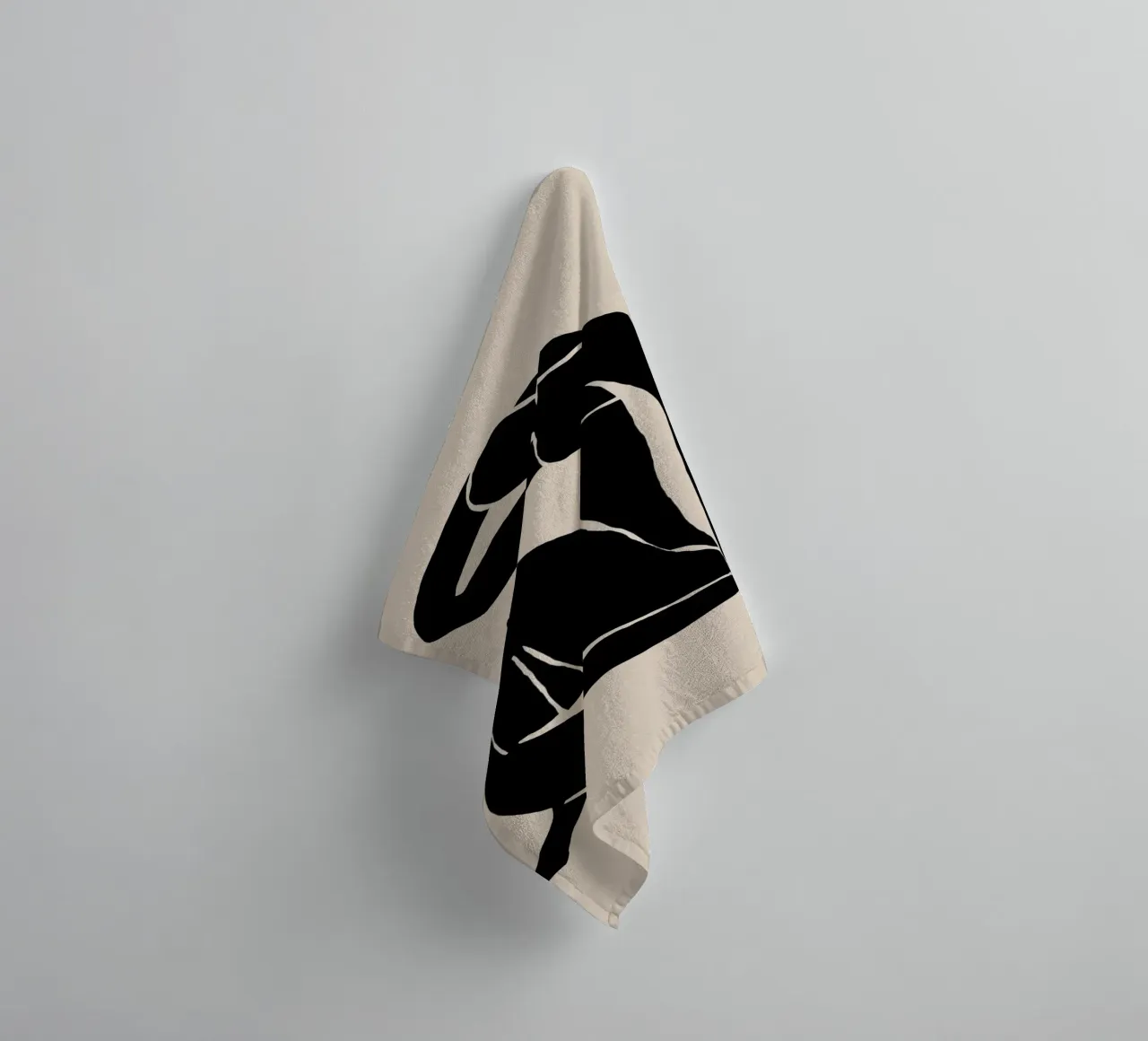 Silhouette di donna in posa rilassata asciugamano da bagno da Melloi Art Print
