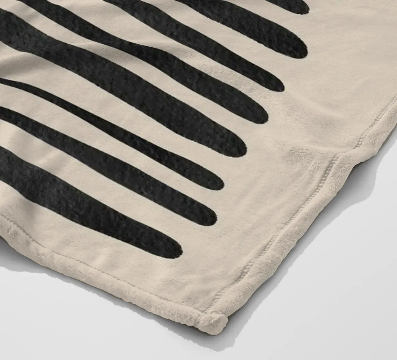Linee ondulate astratte organiche nere coperta in pile da Melloi Art Print