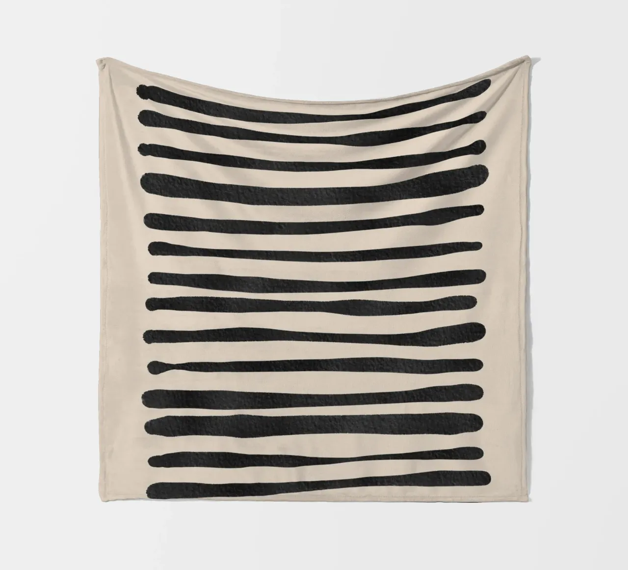 Linee ondulate astratte organiche nere coperta in pile da Melloi Art Print