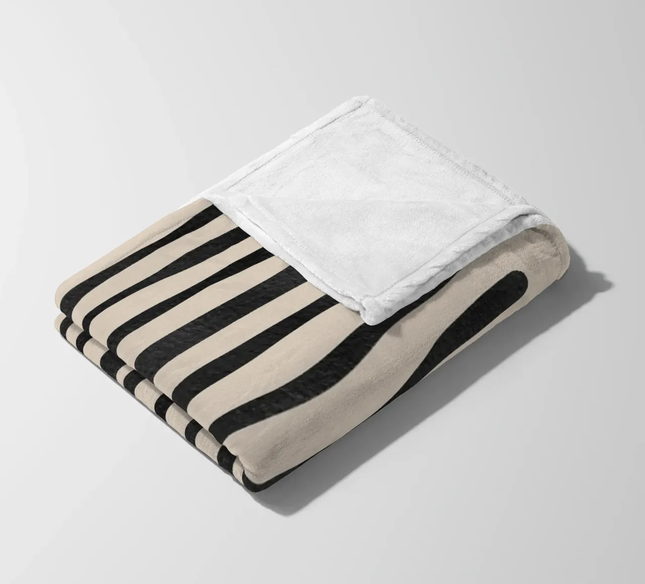 Linee ondulate astratte organiche nere coperta in pile da Melloi Art Print