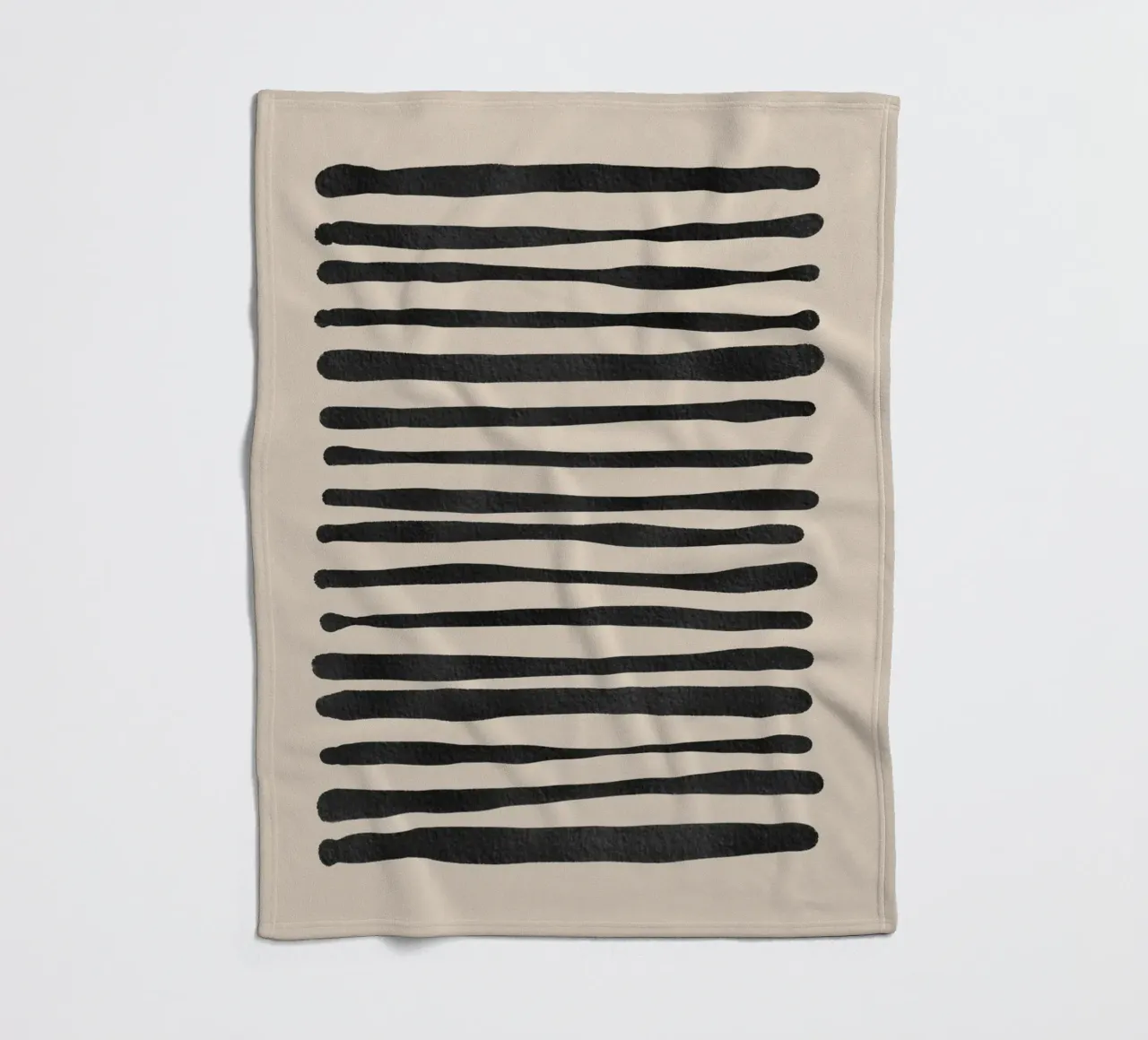 Linee ondulate astratte organiche nere coperta in pile da Melloi Art Print