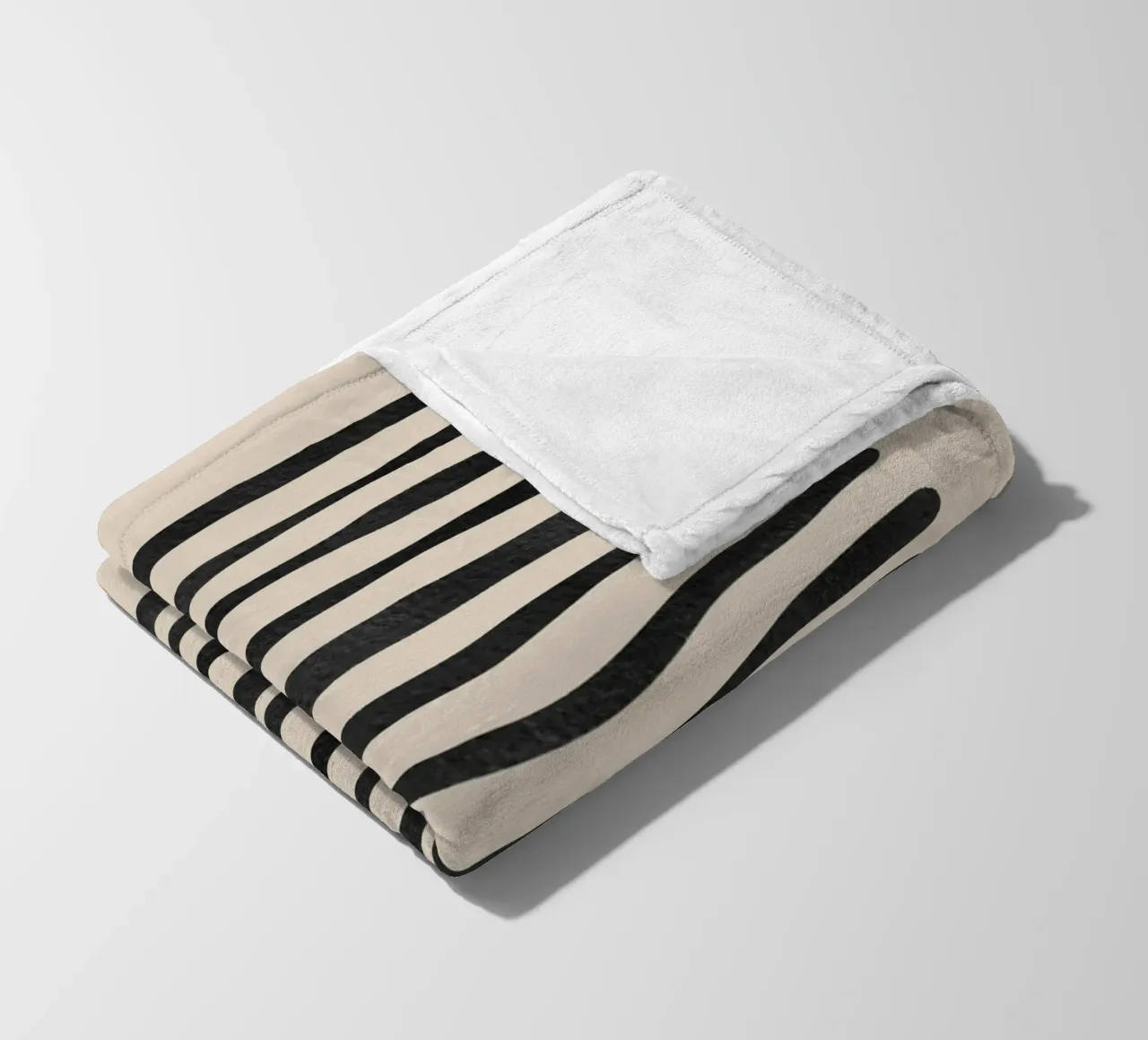 Linee ondulate astratte organiche nere coperta in pile da Melloi Art Print