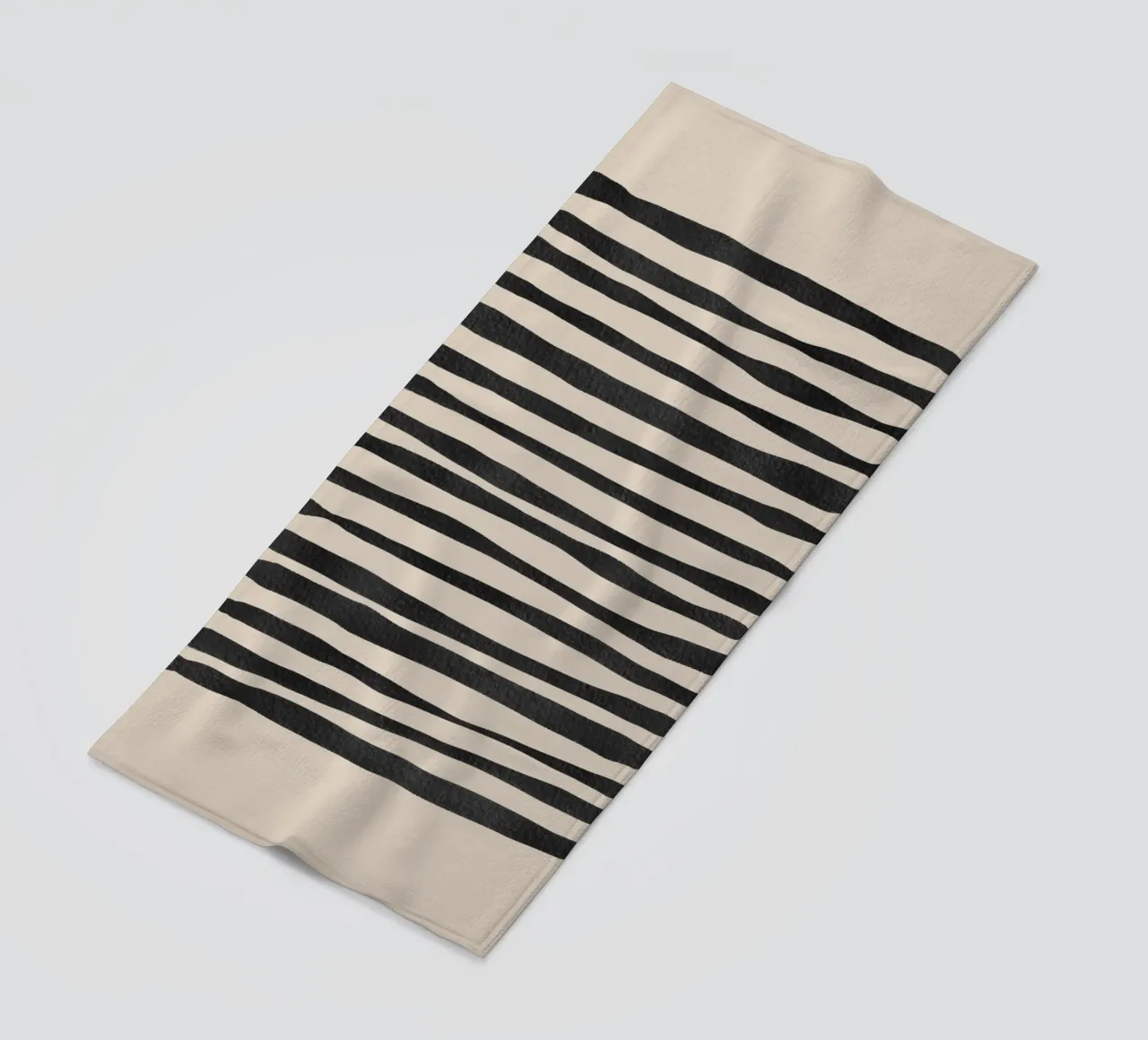 Linee ondulate astratte organiche nere telo mare da Melloi Art Print