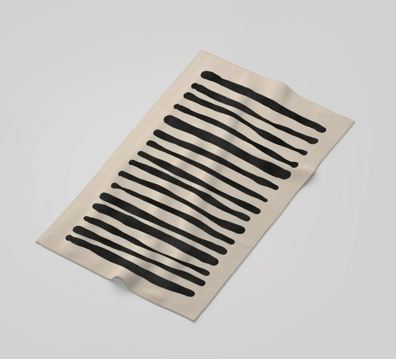 Linee ondulate astratte organiche nere telo mare da Melloi Art Print